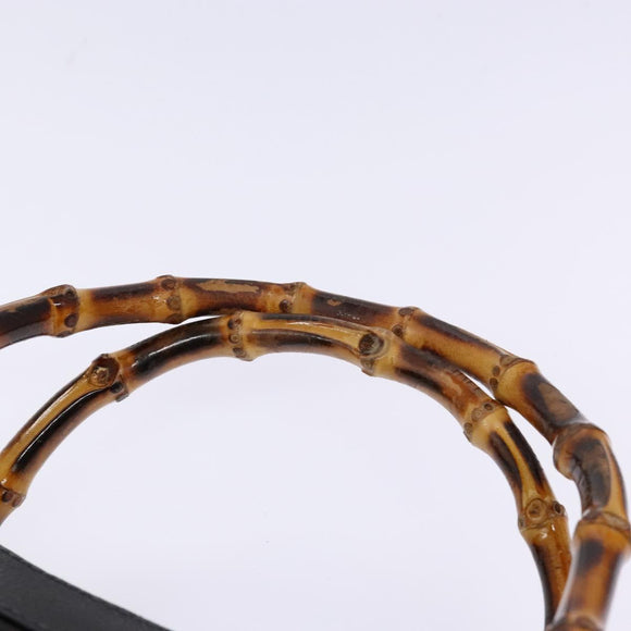 GUCCI Bamboo Hand Bag Suede Leather Black Gold 002 2853 0260 0 Auth ep10456