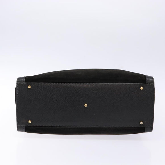 GUCCI Bamboo Hand Bag Suede Leather Black Gold 002 2853 0260 0 Auth ep10456