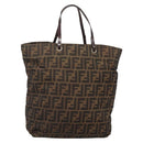 FENDI Zucca Canvas Hand Bag Black Brown Auth ep10459-1