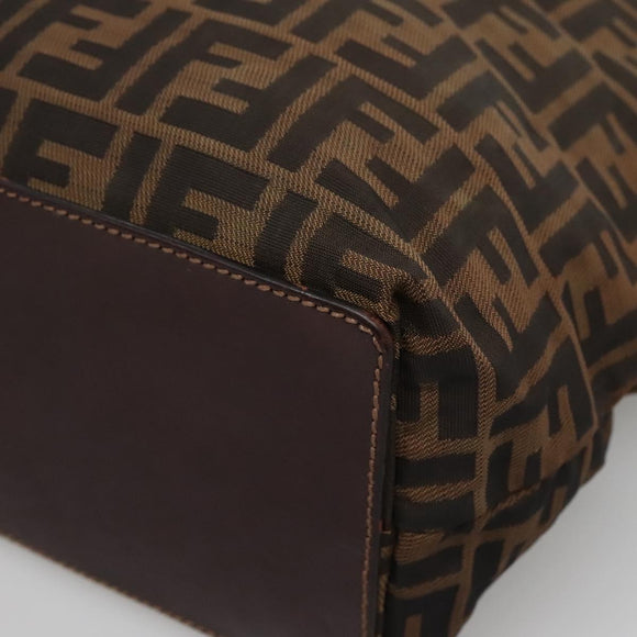 FENDI Zucca Canvas Hand Bag Black Brown Auth ep10459