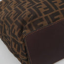 FENDI Zucca Canvas Hand Bag Black Brown Auth ep10459-14