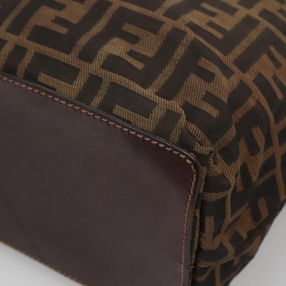 FENDI Zucca Canvas Hand Bag Black Brown Auth ep10459