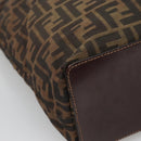 FENDI Zucca Canvas Hand Bag Black Brown Auth ep10459-16