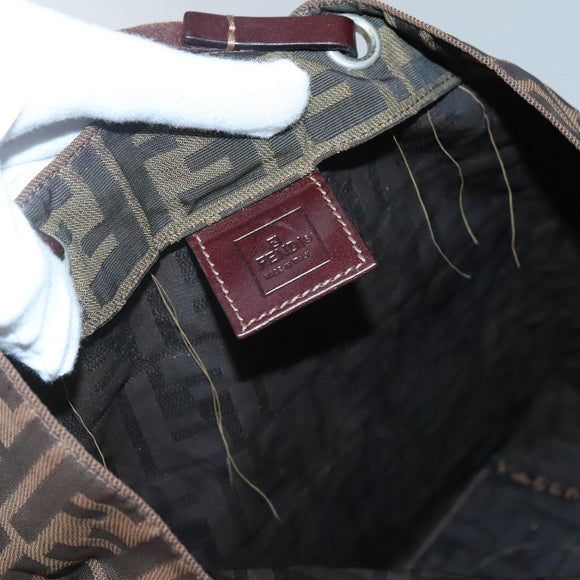 FENDI Zucca Canvas Hand Bag Black Brown Auth ep10459