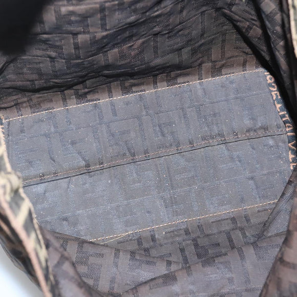 FENDI Zucca Canvas Hand Bag Black Brown Auth ep10459