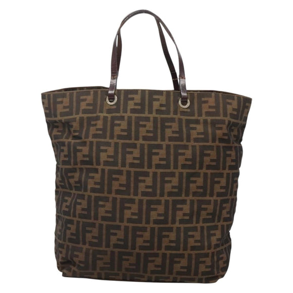 FENDI Zucca Canvas Hand Bag Black Brown Auth ep10459