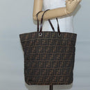FENDI Zucca Canvas Hand Bag Black Brown Auth ep10459-20