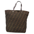 FENDI Zucca Canvas Hand Bag Black Brown Auth ep10459-2