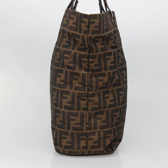 FENDI Zucca Canvas Hand Bag Black Brown Auth ep10459
