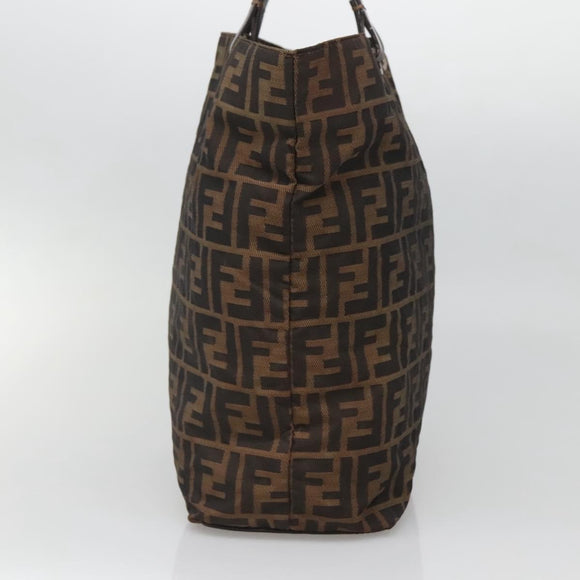 FENDI Zucca Canvas Hand Bag Black Brown Auth ep10459