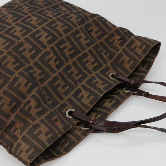 FENDI Zucca Canvas Hand Bag Black Brown Auth ep10459