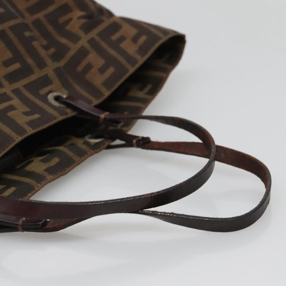 FENDI Zucca Canvas Hand Bag Black Brown Auth ep10459