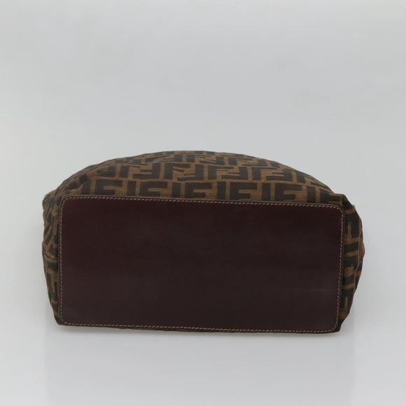 FENDI Zucca Canvas Hand Bag Black Brown Auth ep10459