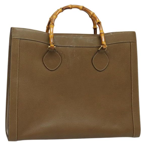 GUCCI Bamboo Hand Bag Leather Brown Gold 002 1186 0259 Auth ep10461