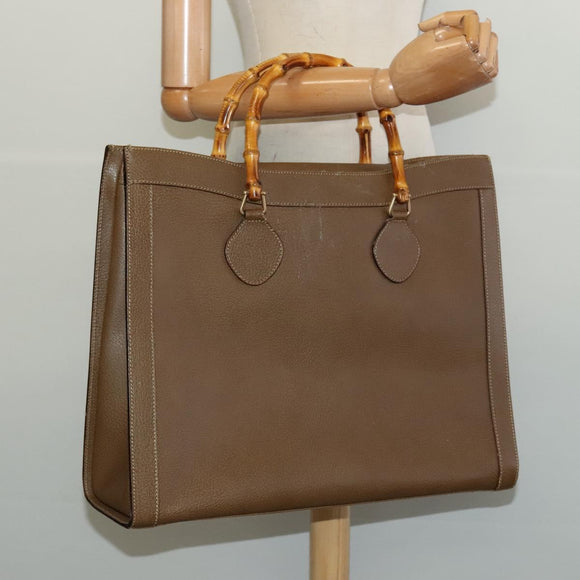 GUCCI Bamboo Hand Bag Leather Brown Gold 002 1186 0259 Auth ep10461