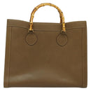 GUCCI Bamboo Hand Bag Leather Brown Gold 002 1186 0259 Auth ep10461-2