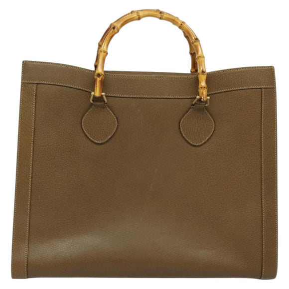 GUCCI Bamboo Hand Bag Leather Brown Gold 002 1186 0259 Auth ep10461