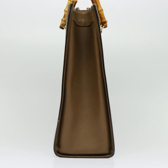 GUCCI Bamboo Hand Bag Leather Brown Gold 002 1186 0259 Auth ep10461