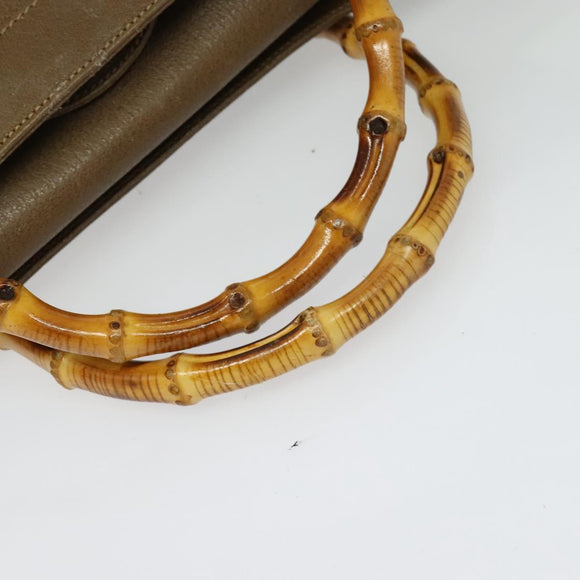 GUCCI Bamboo Hand Bag Leather Brown Gold 002 1186 0259 Auth ep10461