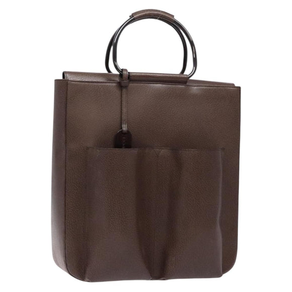 GUCCI Bamboo Hand Bag Leather Dark Brown 002 1118 0462 Auth ep10462