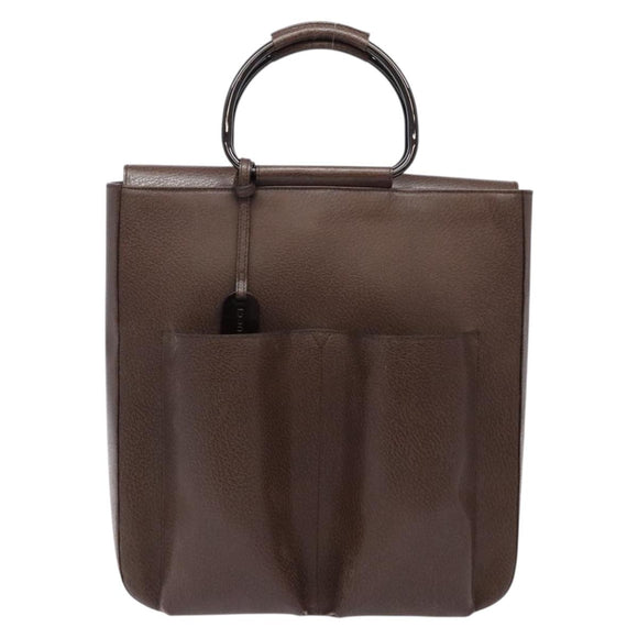 GUCCI Bamboo Hand Bag Leather Dark Brown 002 1118 0462 Auth ep10462