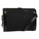 GUCCI Micro GG Canvas Shoulder Bag Leather Gold Black Auth ep10465-1