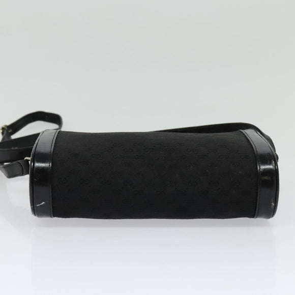 GUCCI Micro GG Canvas Shoulder Bag Leather Gold Black Auth ep10465