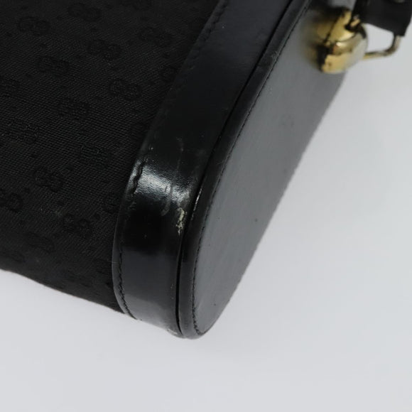 GUCCI Micro GG Canvas Shoulder Bag Leather Gold Black Auth ep10465