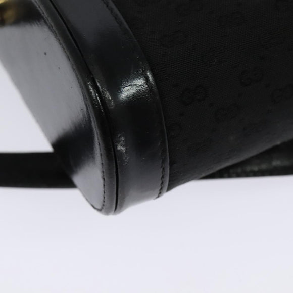 GUCCI Micro GG Canvas Shoulder Bag Leather Gold Black Auth ep10465