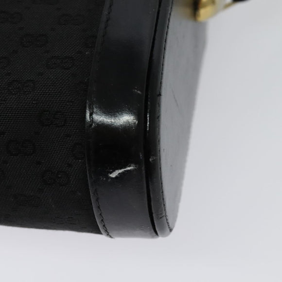 GUCCI Micro GG Canvas Shoulder Bag Leather Gold Black Auth ep10465