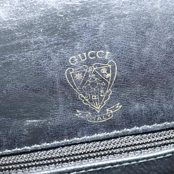 GUCCI Micro GG Canvas Shoulder Bag Leather Gold Black Auth ep10465