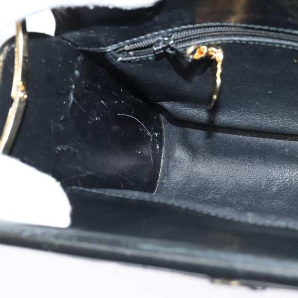 GUCCI Micro GG Canvas Shoulder Bag Leather Gold Black Auth ep10465