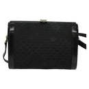 GUCCI Micro GG Canvas Shoulder Bag Leather Gold Black Auth ep10465-2