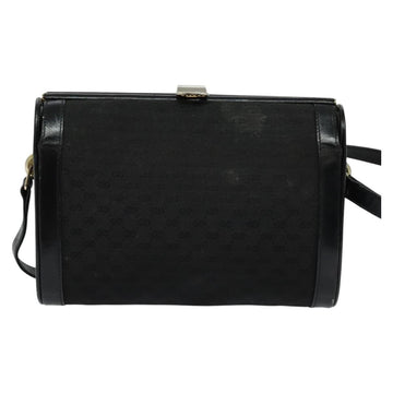 GUCCI Micro GG Canvas Shoulder Bag Leather Gold Black Auth ep10465 - 0