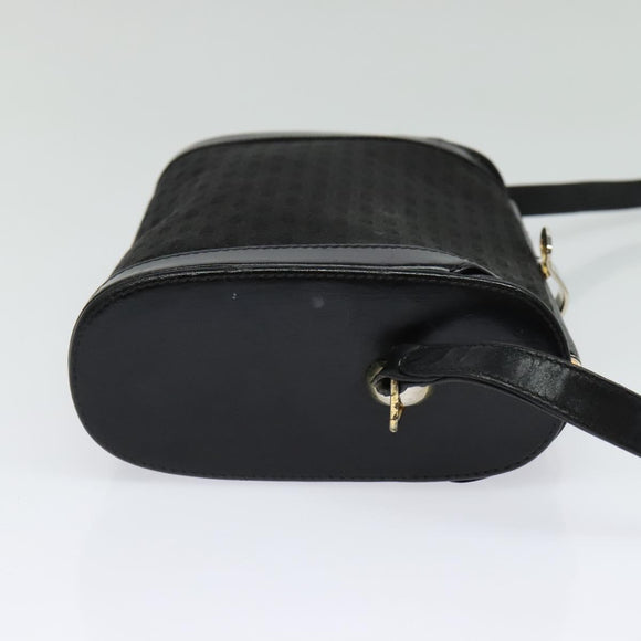 GUCCI Micro GG Canvas Shoulder Bag Leather Gold Black Auth ep10465