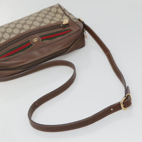 GUCCI GG Supreme Web Sherry Line Bag PVC Beige Gold 001 56 6472 Auth ep10466