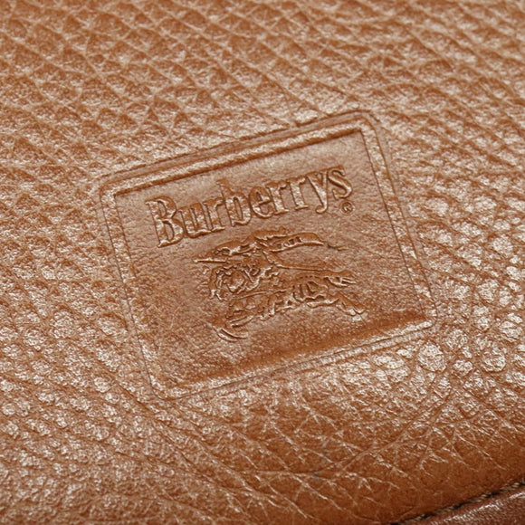Burberrys Shoulder Bag Leather Brown Gold Auth ep10468