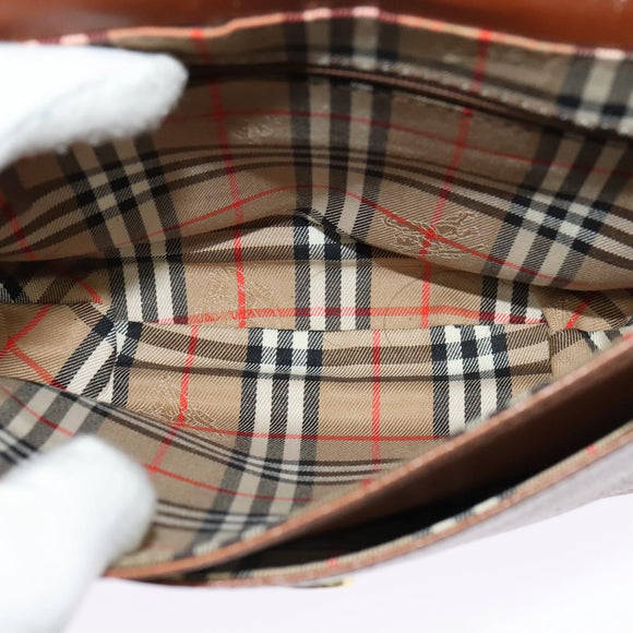 Burberrys Shoulder Bag Leather Brown Gold Auth ep10468