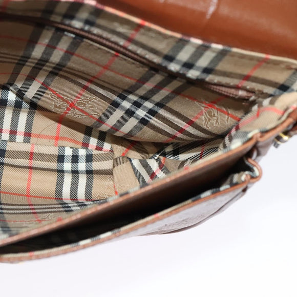 Burberrys Shoulder Bag Leather Brown Gold Auth ep10468