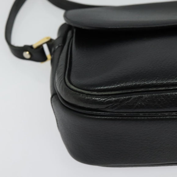 Burberrys Shoulder Bag Leather Gold Black Auth ep10469