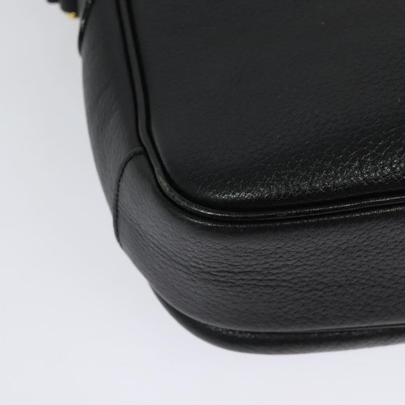 Burberrys Shoulder Bag Leather Gold Black Auth ep10469