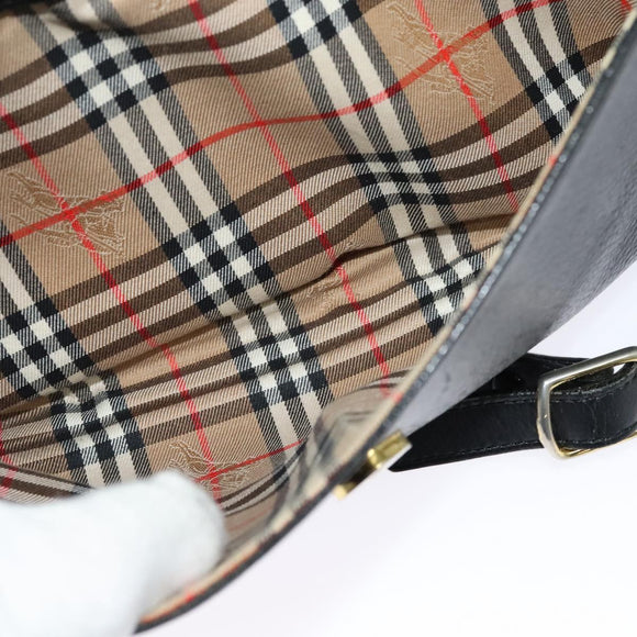 Burberrys Shoulder Bag Leather Gold Black Auth ep10469