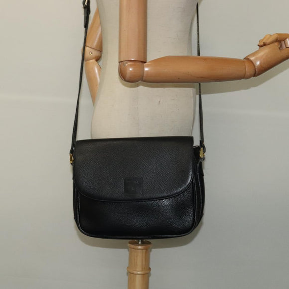 Burberrys Shoulder Bag Leather Gold Black Auth ep10469