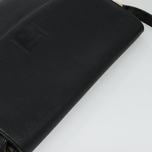 Burberrys Shoulder Bag Leather Gold Black Auth ep10469