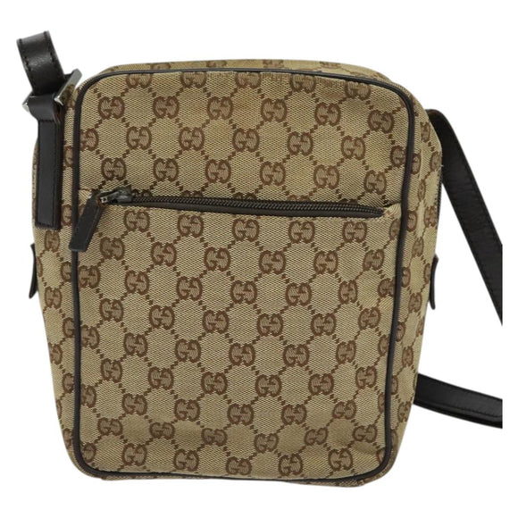 GUCCI GG Canvas Shoulder Bag Beige Silver 03136 Auth ep10483