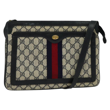 GUCCI GG Supreme Sherry Line Shoulder Bag PVC Navy Gold 41 02 013 Auth ep10484