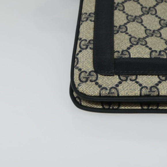 GUCCI GG Supreme Sherry Line Shoulder Bag PVC Navy Gold 41 02 013 Auth ep10484