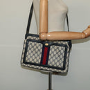 GUCCI GG Supreme Sherry Line Shoulder Bag PVC Navy Gold 41 02 013 Auth ep10484-22
