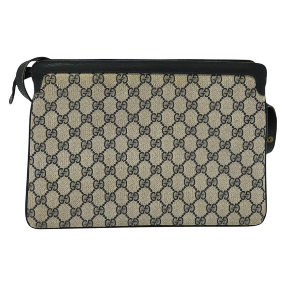 GUCCI GG Supreme Sherry Line Shoulder Bag PVC Navy Gold 41 02 013 Auth ep10484