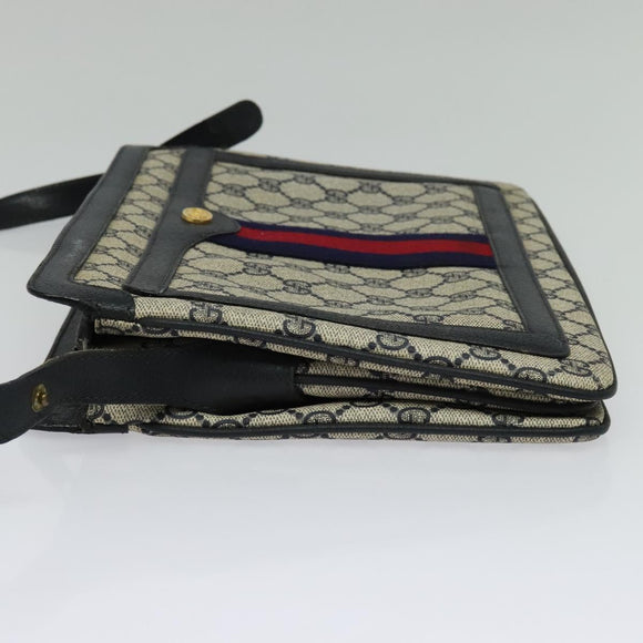 GUCCI GG Supreme Sherry Line Shoulder Bag PVC Navy Gold 41 02 013 Auth ep10484